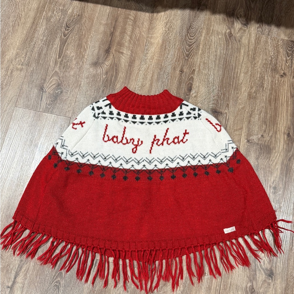 Baby Phat Red/White Knit Poncho